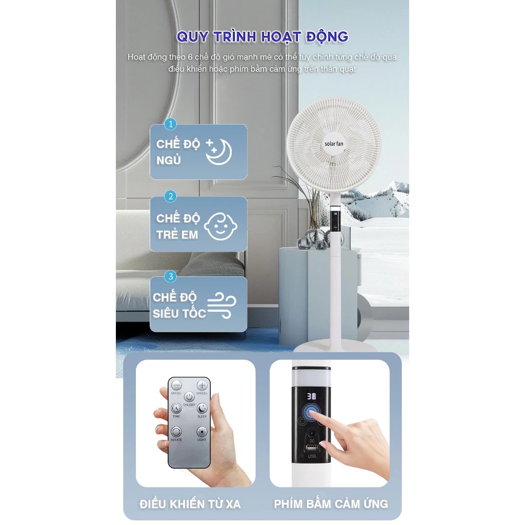 Quạt Năng Lượng Mặt Trời 919T 8